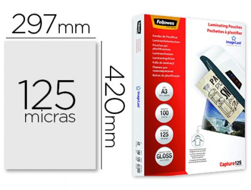 Bolsa de plastificar fellowes brilho din a3 125 microns pack de 100 unidades , Fellowes , 155167 , 0077511530753
